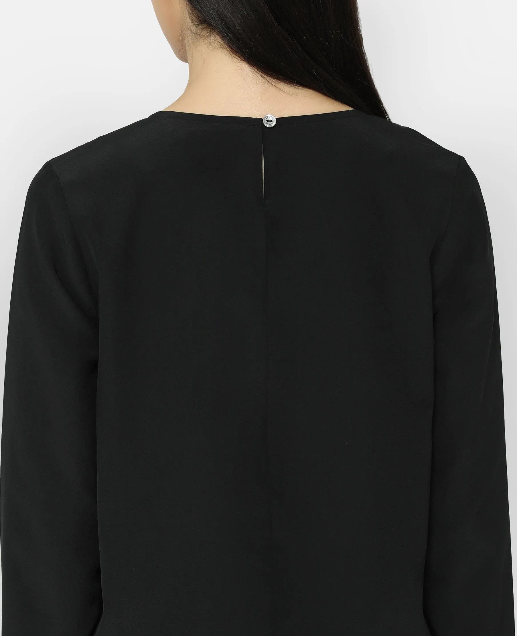 Silk Long Sleeve Crew Neck Blouse