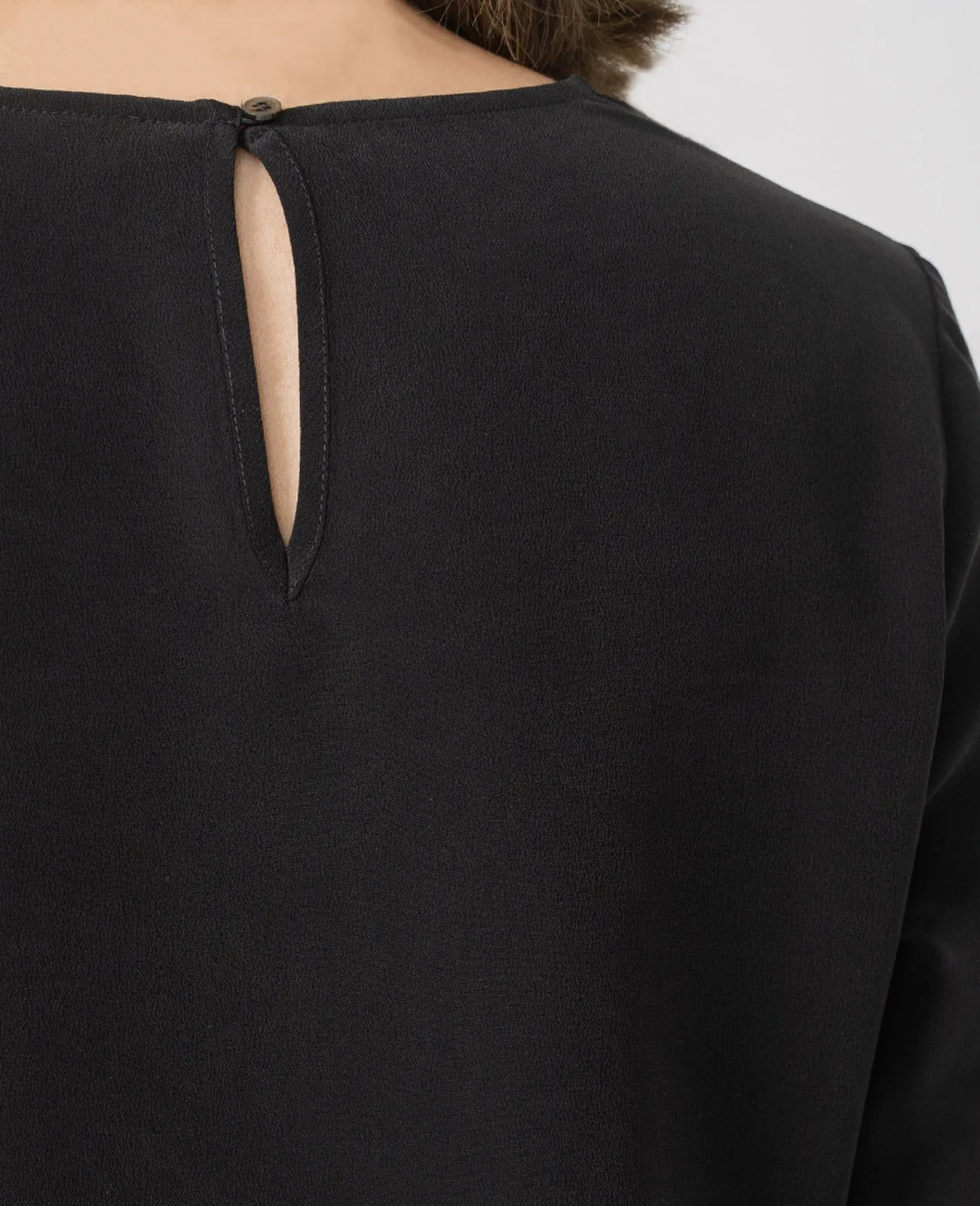 Silk Long Sleeve Crew Neck Blouse