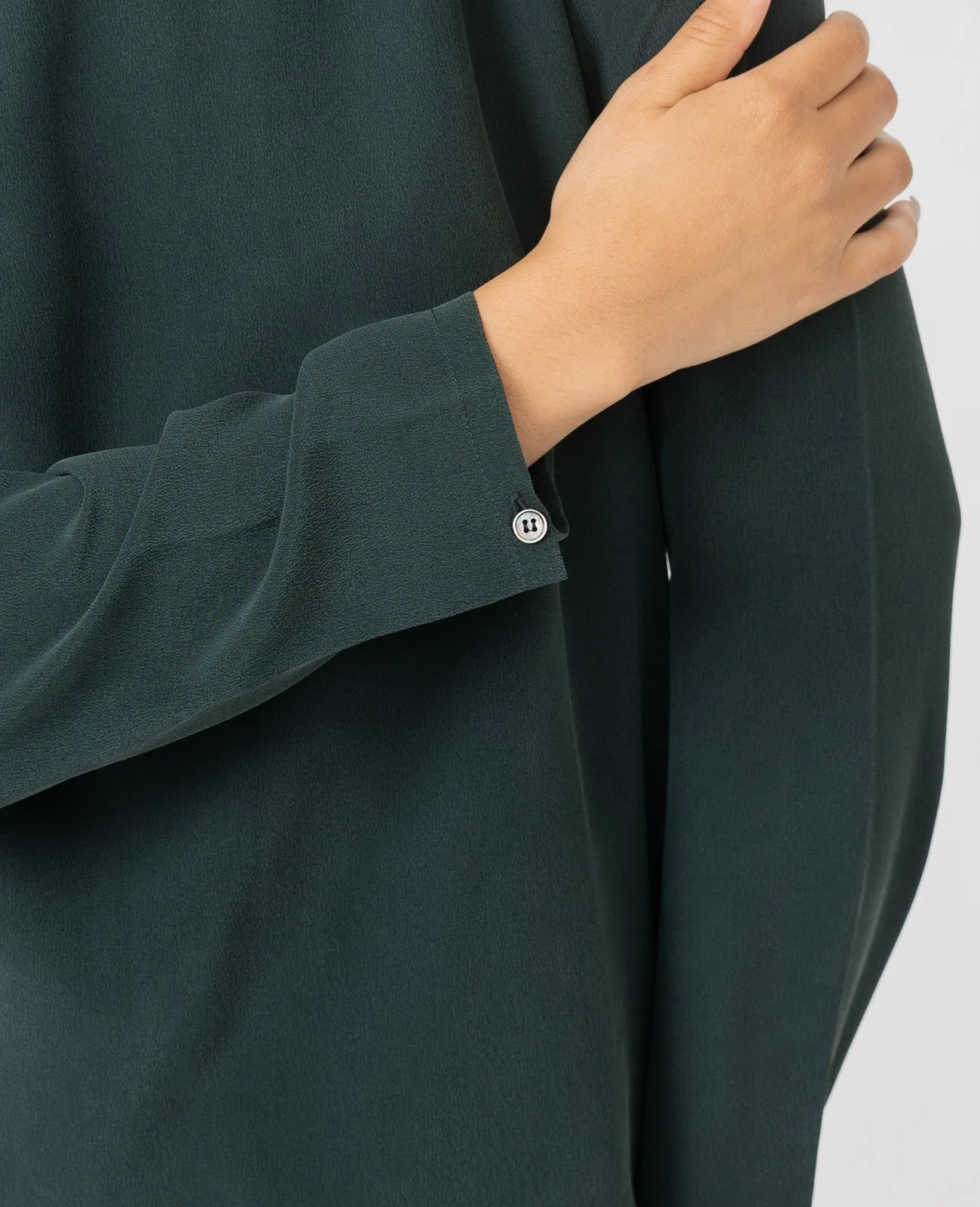 Silk Long Sleeve Crew Neck Blouse