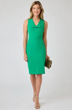 Tailored Sleeveless Dress with Bow Accent