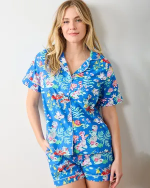 Tea Party - Short PJ Set -  Soft Cobalt