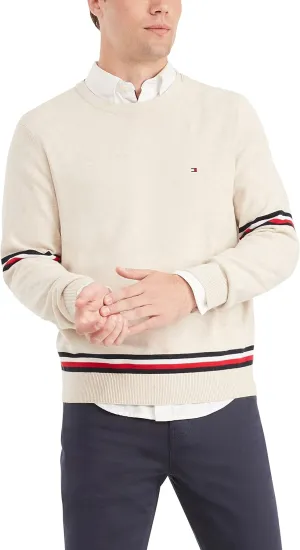 Tommy Hilfiger Men's Essential Signature Stripe Crewneck Sweater