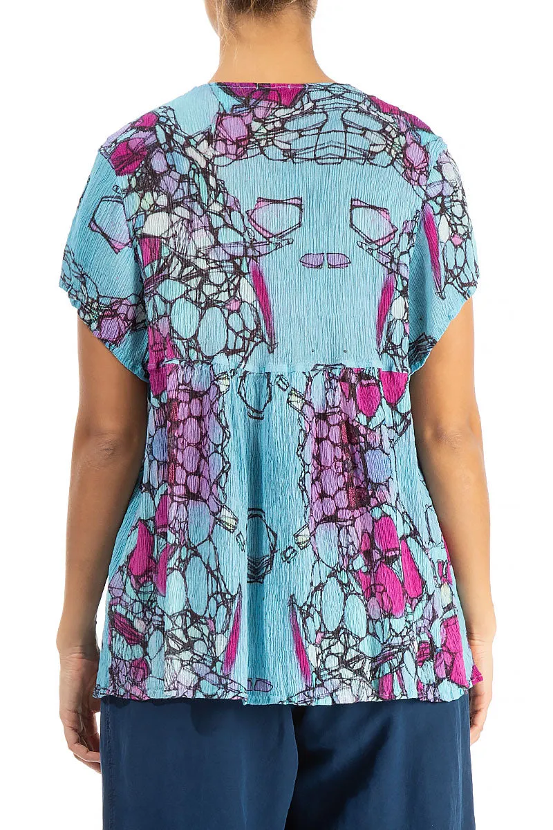 V-Neck Gemstone Silk Viscose Blouse