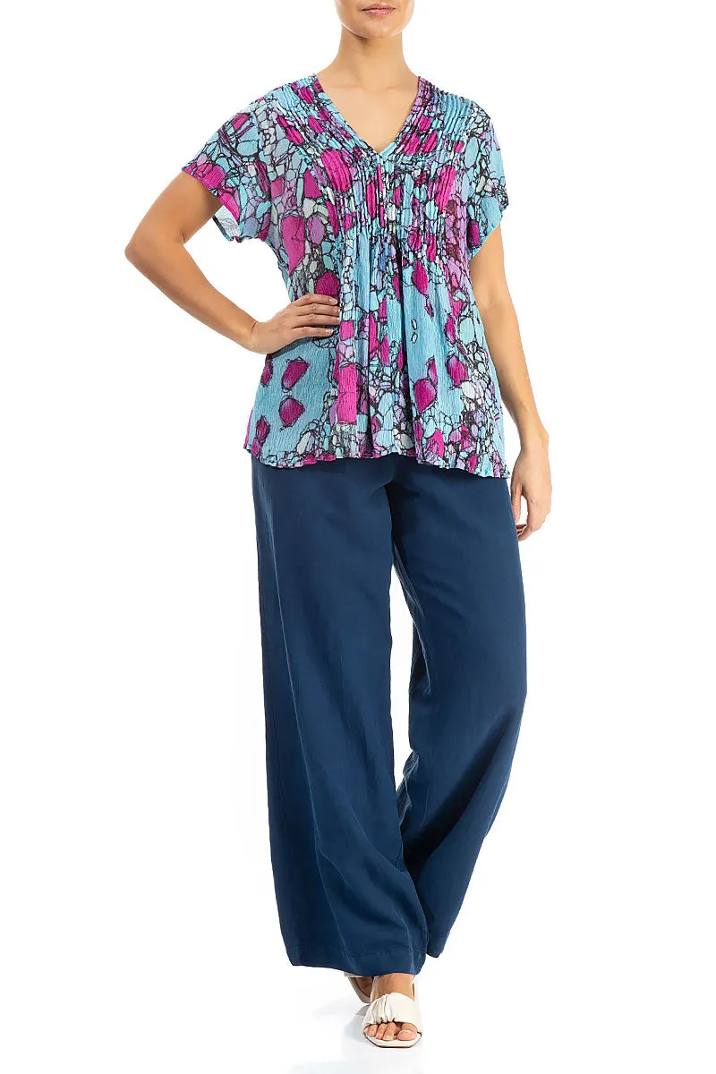 V-Neck Gemstone Silk Viscose Blouse