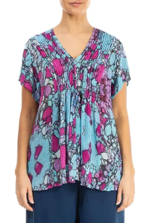 V-Neck Gemstone Silk Viscose Blouse