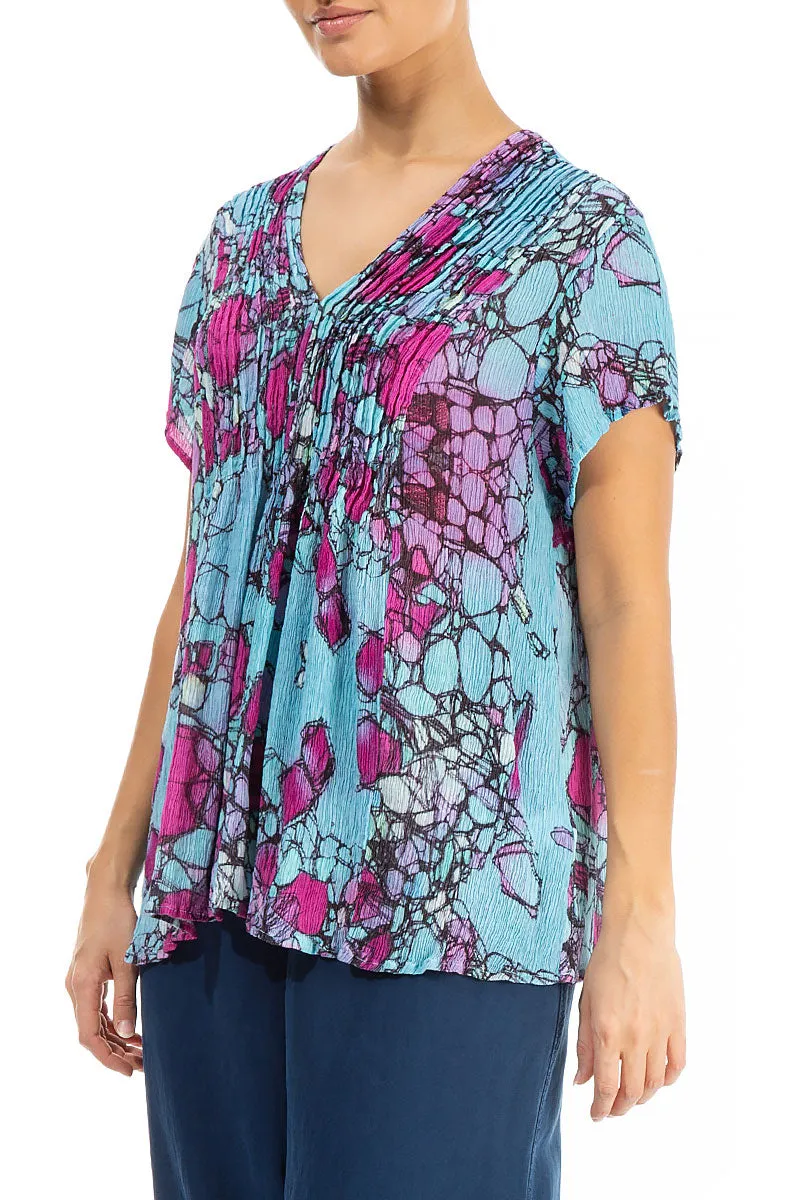 V-Neck Gemstone Silk Viscose Blouse