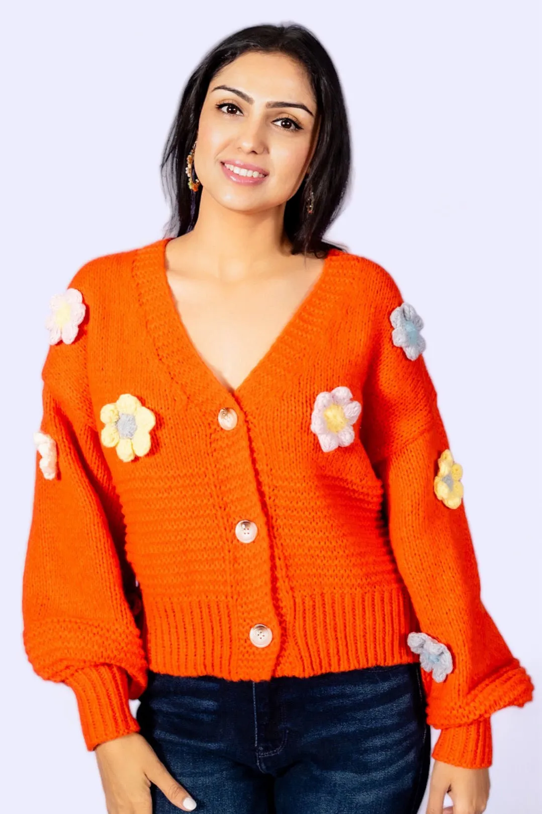 Where Daisies Bloom Floral Patched Cardigan