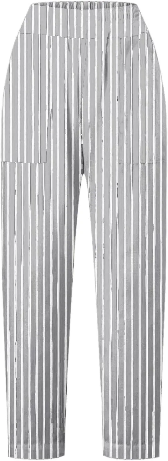 Wide Leg Trousers Women for Summer Vocation Trendy Striped High Waist Straight Leg Palazzo Trouser Jogger Pants Pockets