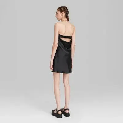 Wild Fable Women's Satin Tube Bandeau Mini Strapless Slip Dress