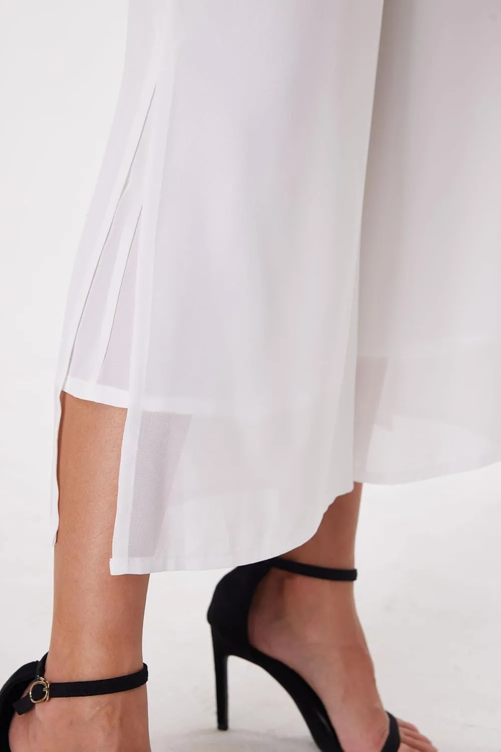Women's Summer Capris Wide Leg Palazzo Pants Dressy Casual Split Chiffon Trousers