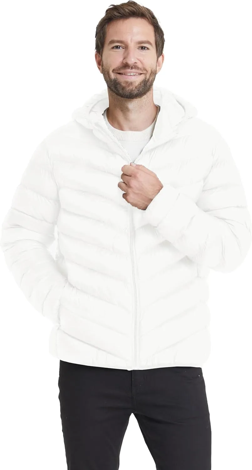 ZSHOW Men's Packable Puffer Jacket Hooded Lightweight Winter Coat for Travel Outdoor Hiking